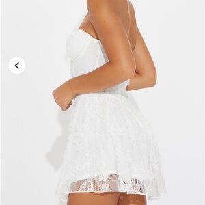 Fashion Nova White Strapless Tiered Mini Dress